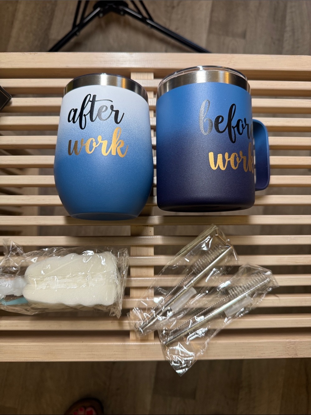 Before Work & After Work Gradient Coffee & Wine Mugs - Blue